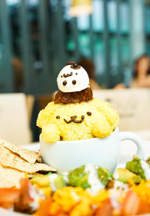 Pompompurin Cafe Singapore Taco Rice in a Cup of Friendship