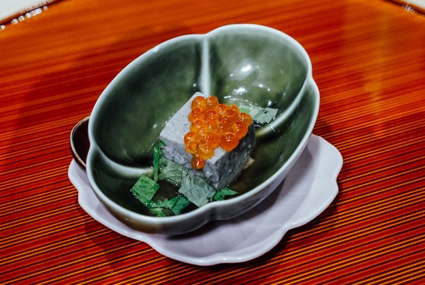 mai-by-dashi-master-marusaya-black-sesama-tofu-with-ikura-in-dashi-stock