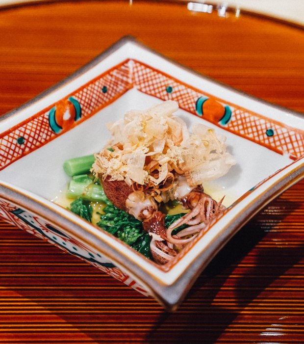 mai-by-dashi-master-marusaya-hotaru-ika-with-japanese-kai-lan-and-katsuoboshi