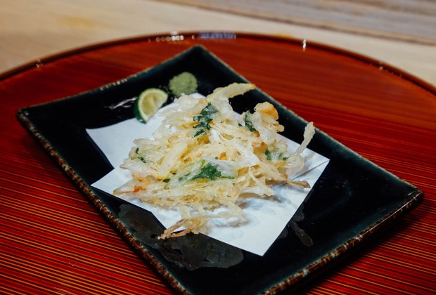 mai-by-dashi-master-marusaya-sakura-ebi-with-japanese-leek-with-matcha-sea-salt-and-japanese-lime