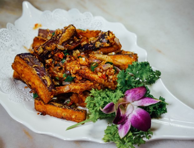 george town tze char Salted Pepper Eggplant