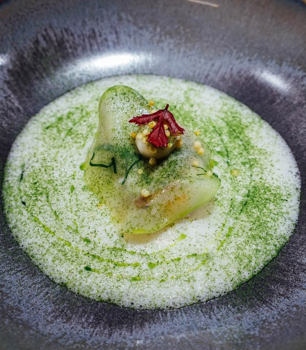 lerouy-Brittany Scallop : Kolrabi : Chive : Lamb Tongue