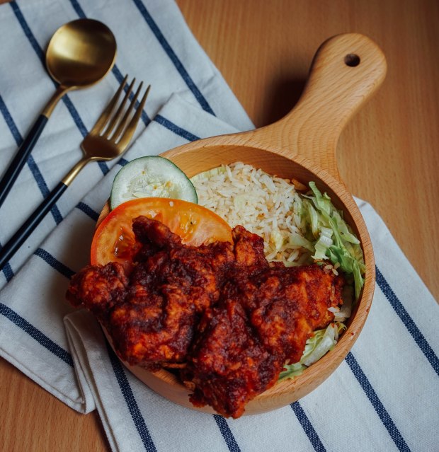 One-Piece Sambal Chicken and Rice Set ($8.40)